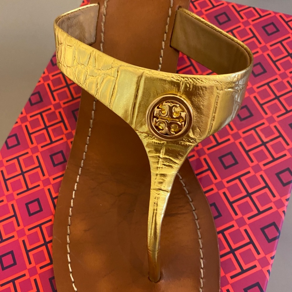 Tory Burch Gold Wedges size 9